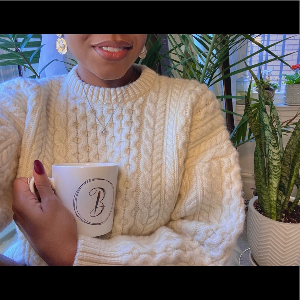 Off white / cream cable knit sweater